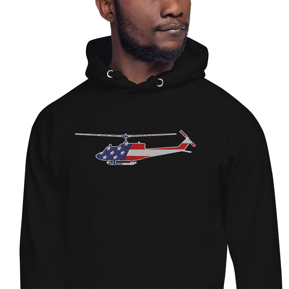 Thumbnail: US Flag Silhouette Legacy Huey Premium Embroidered Unisex Hoodie