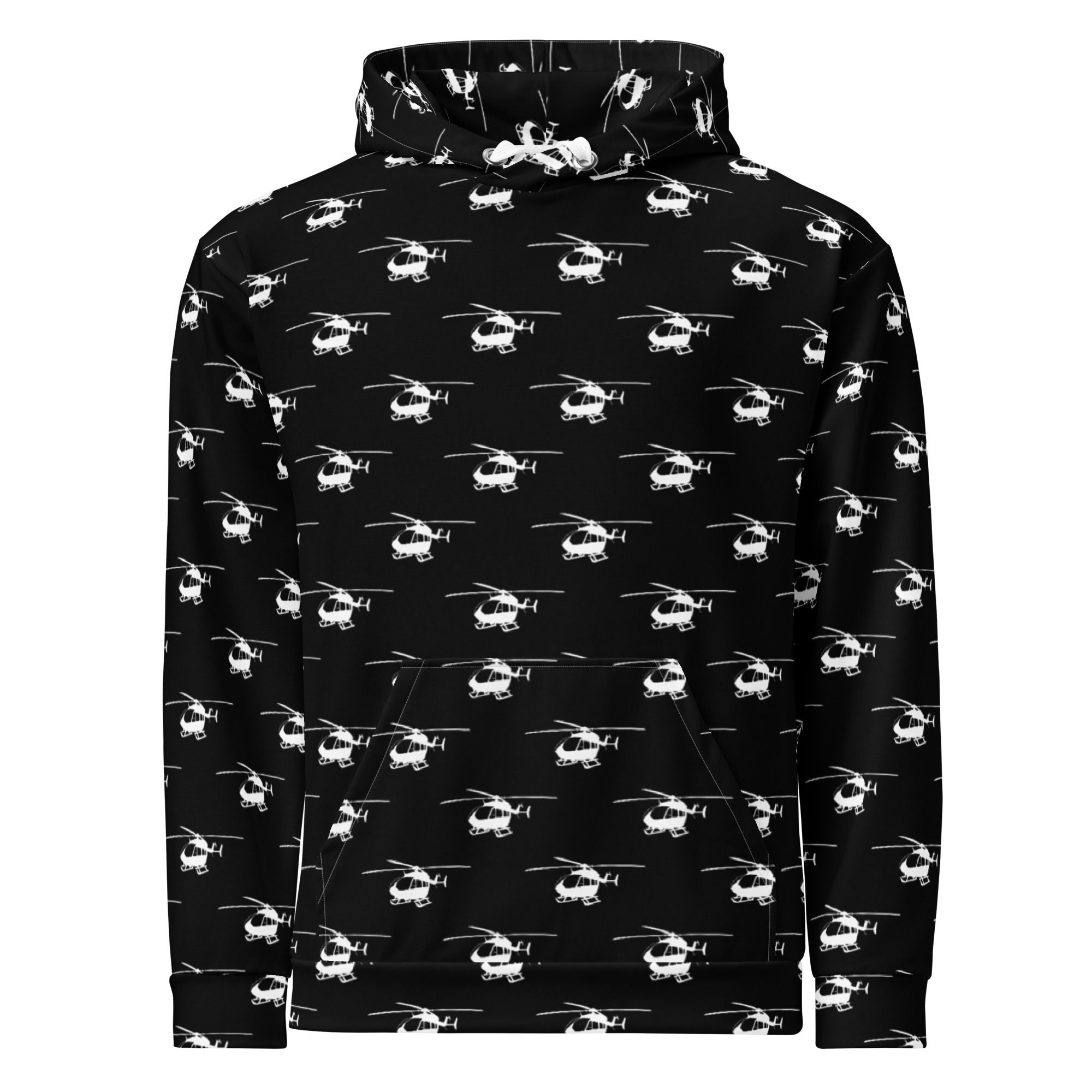EC145 Qtr Silhouette Black and White Unisex Hoodie