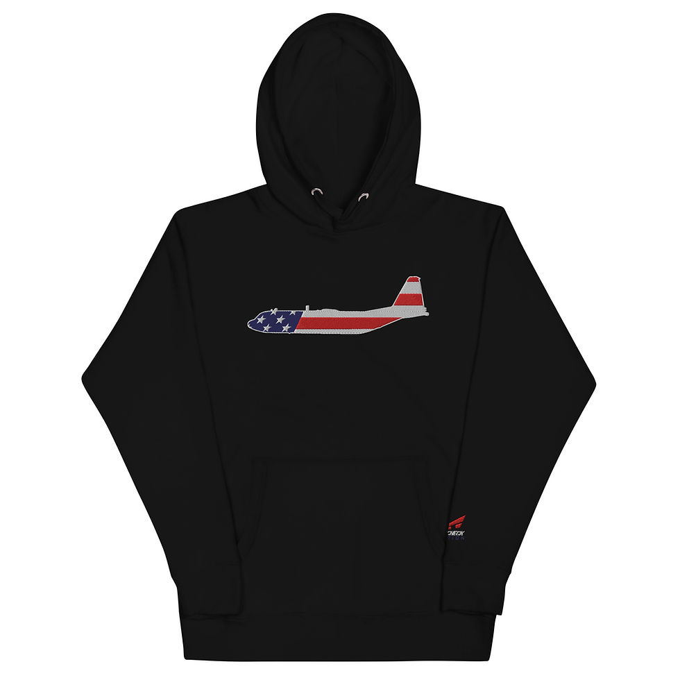 Thumbnail: US Flag Silhouette USAF HERK Premium Embroidered Unisex Hoodie