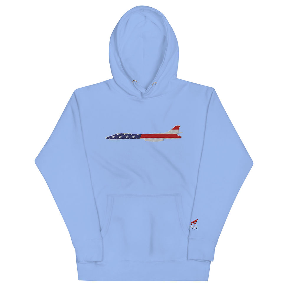Thumbnail: US Flag Silhouette USAF B-1B Lancer Premium Embroidered Unisex Hoodie