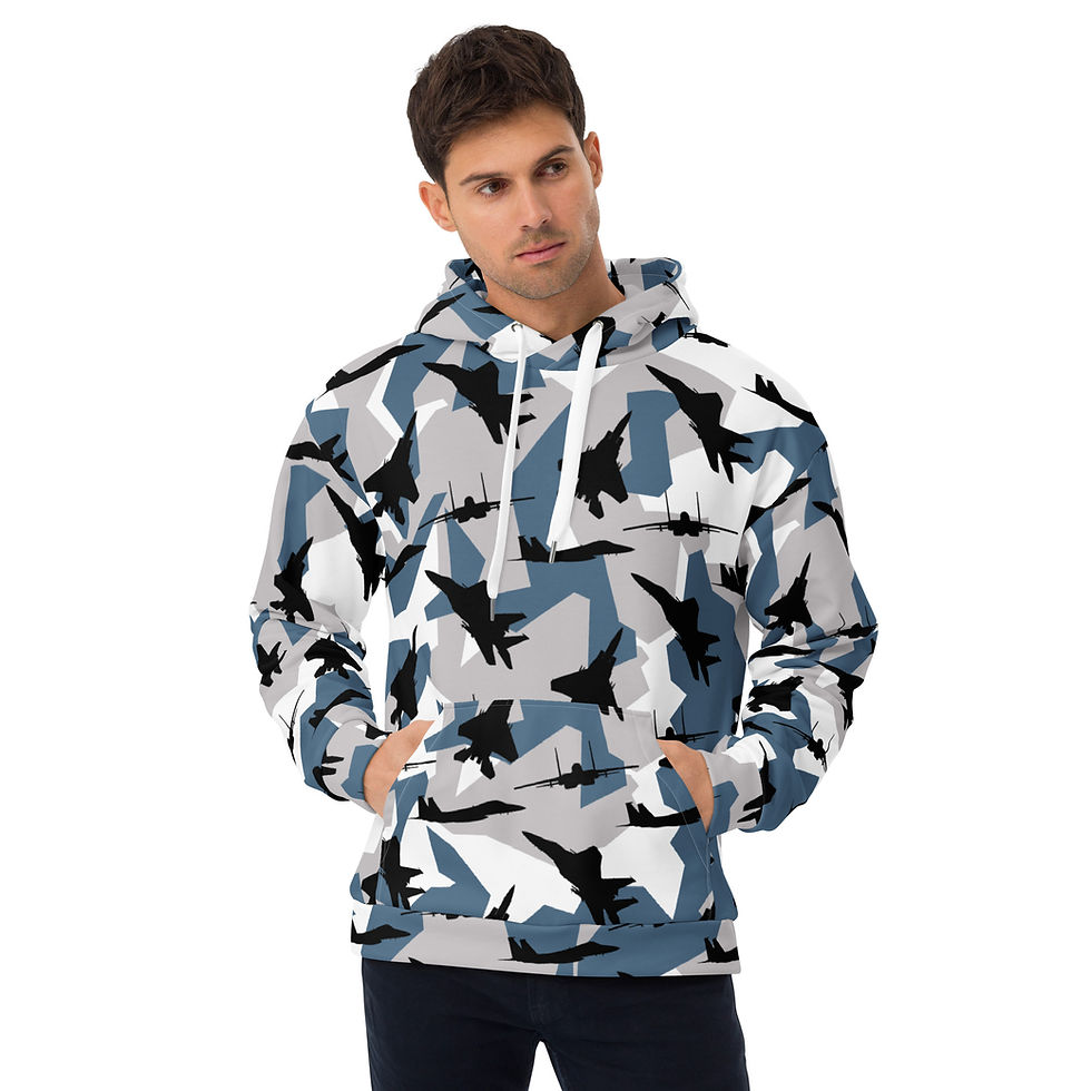 Thumbnail: USAF 65AGRS F-15C Eagle Blue Splinter Camo Inspired Premium Unisex Hoodie