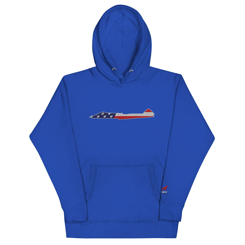 Thumbnail: US Flag Silhouette YF-23 Black Widow II Premium Embroidered Unisex Hoodie
