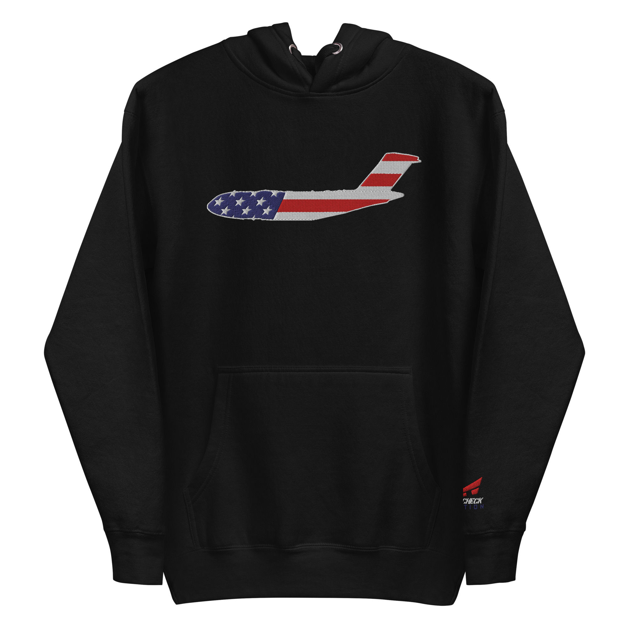 US Flag Silhouette USAF C-17A Globemaster III Premium Embroidered Unisex Hoodie
