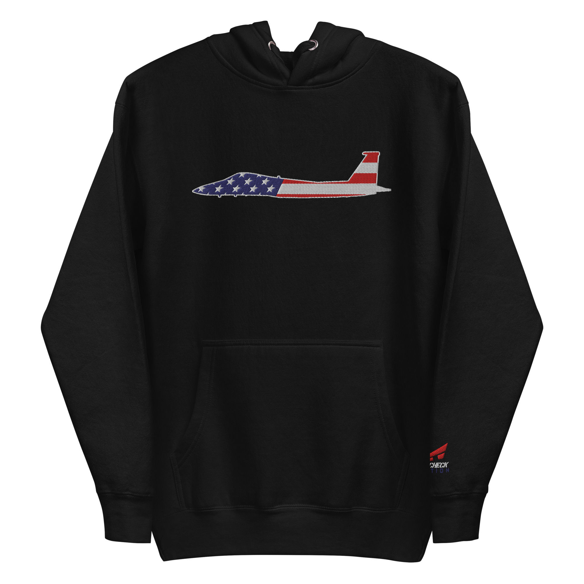 US Flag Silhouette USAF F-15C Eagle Premium Embroidered Unisex Hoodie