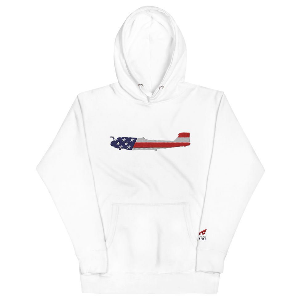Thumbnail: US Flag Silhouette Legacy EA-6B Prowler Premium Embroidered Unisex Hoodie