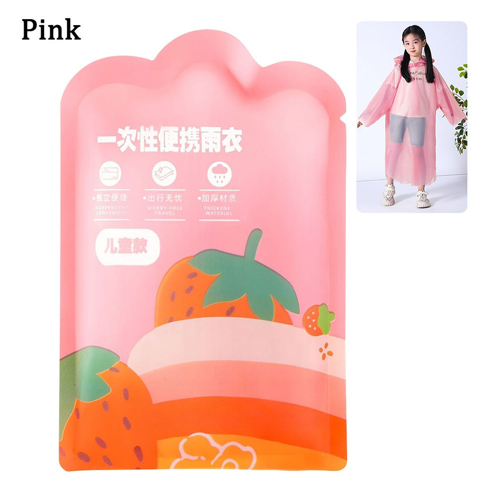 Thumbnail: Kids Waterproof Rain Poncho – Lightweight Reusable School Raincoat
