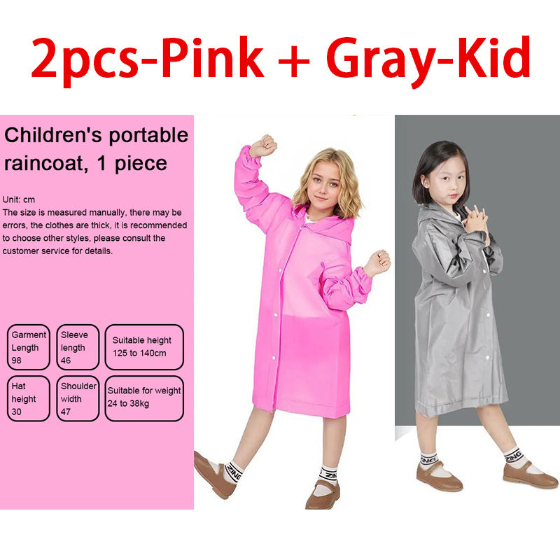 Thumbnail: Kids Waterproof Raincoat – Hooded School Rain Poncho (One Size)