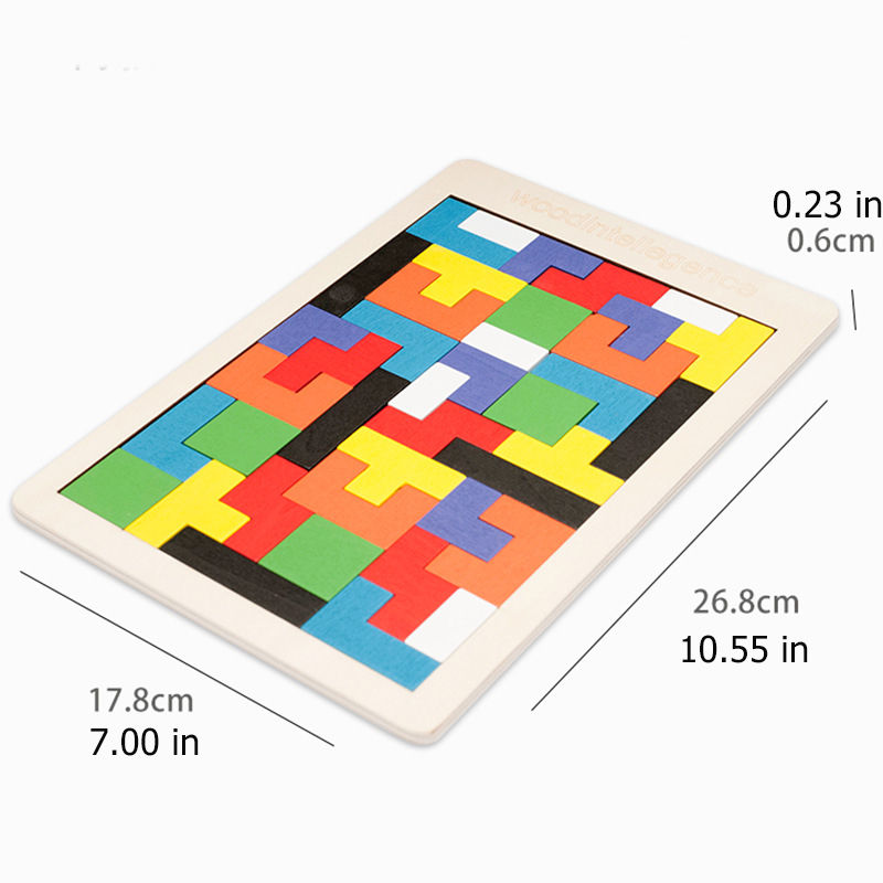 Thumbnail: Wooden Shape Puzzle for Kids – Colourful Tangram Blocks Montessori Brain Teaser