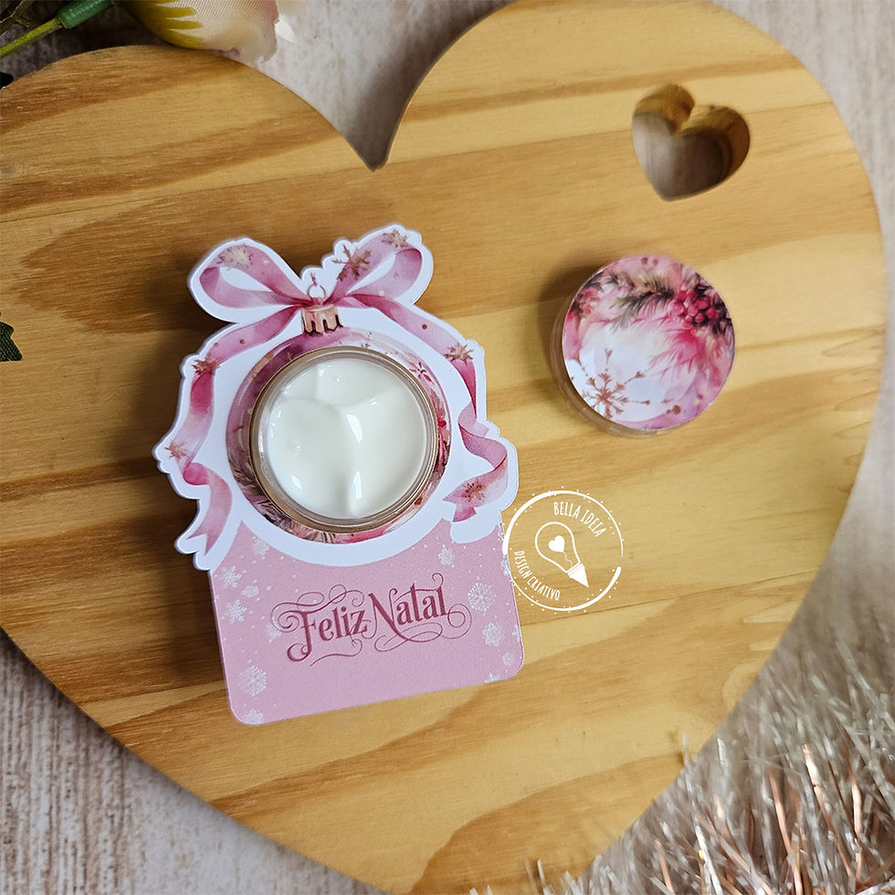 Cartao Mini Creme - Natal Rosa Brinde