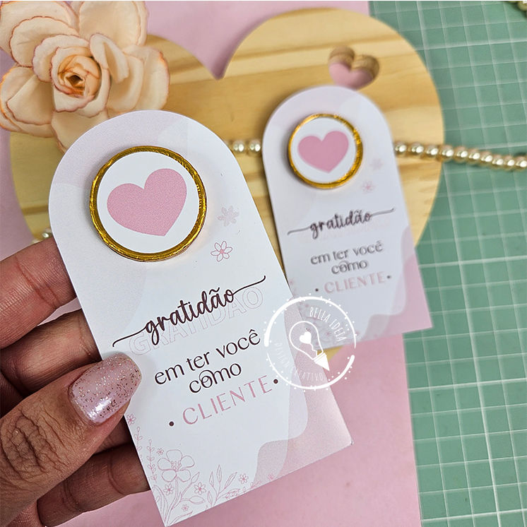 Tag com moeda de Chocolate brinde corporativo