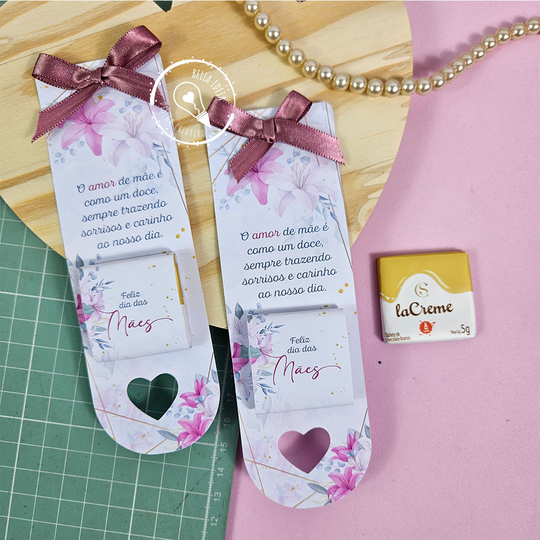 Marca páginas com chocolate dia das mães