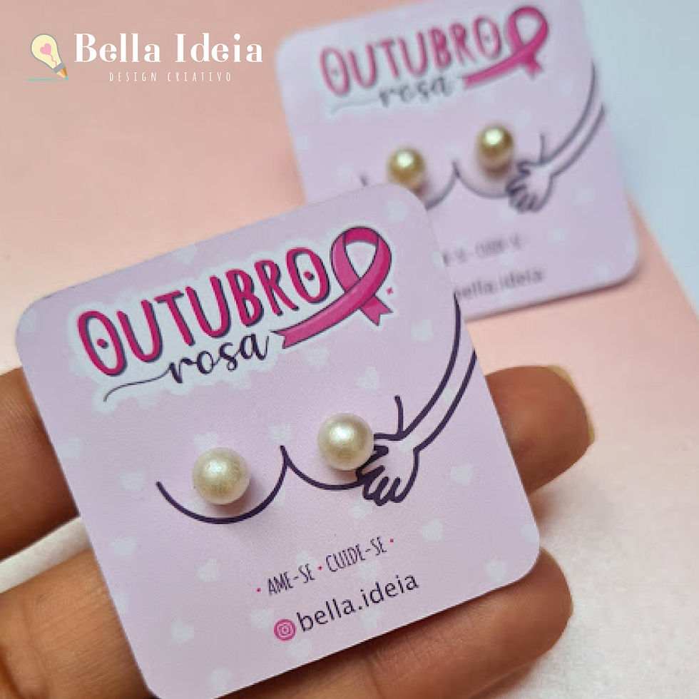 Miniatura: Cartão Coração com Brinco brinde personalizado Outubro Rosa