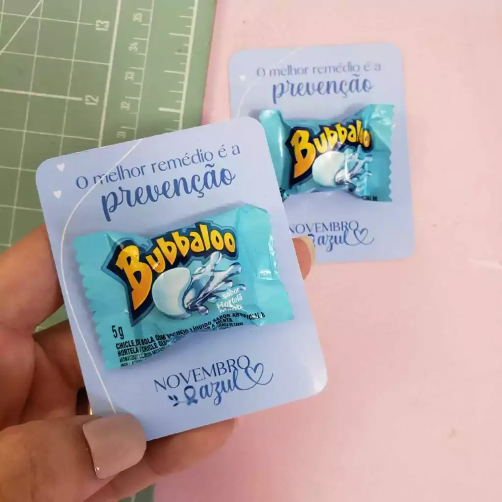 Cartão Chiclete Bubbaloo Novembro azul Lembrancinha