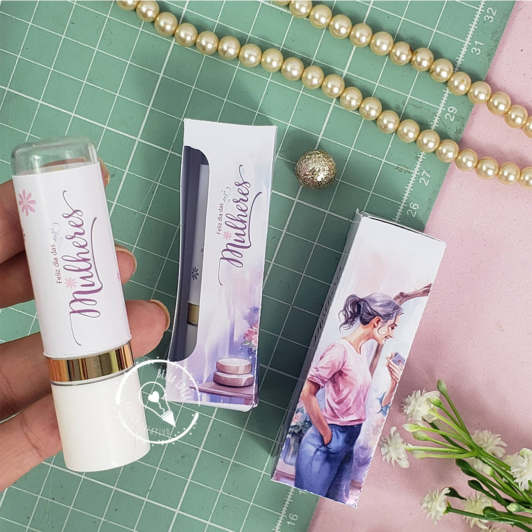 Caixinha Protetor Labial Lembrancinha dia da mulher