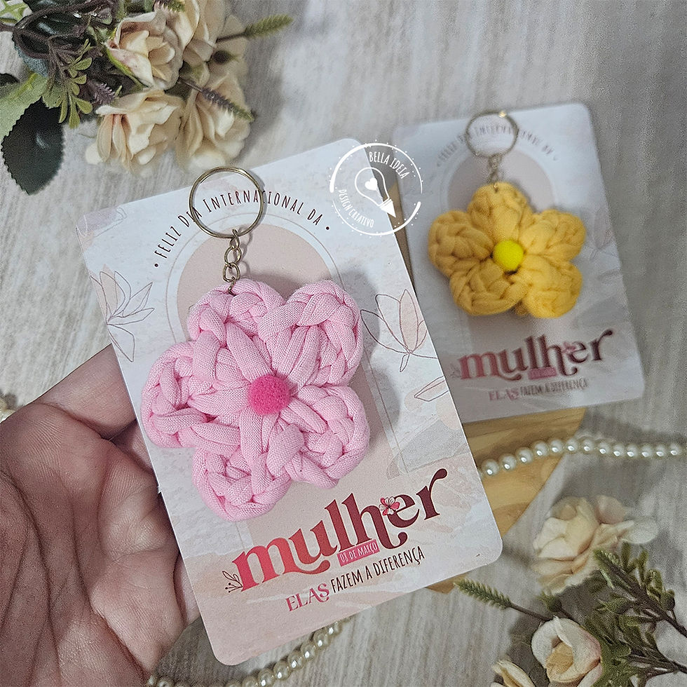 Cartao Chaveiro Croche Dia da Mulher Lembrancinha