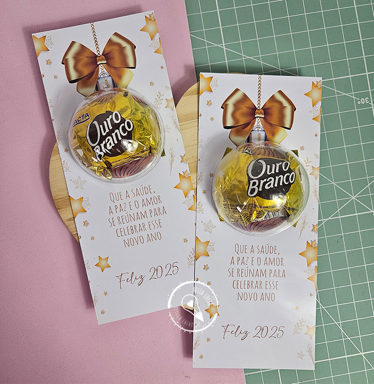 Cartão bombom Bola Ano Novo Arquivo PDF Natal