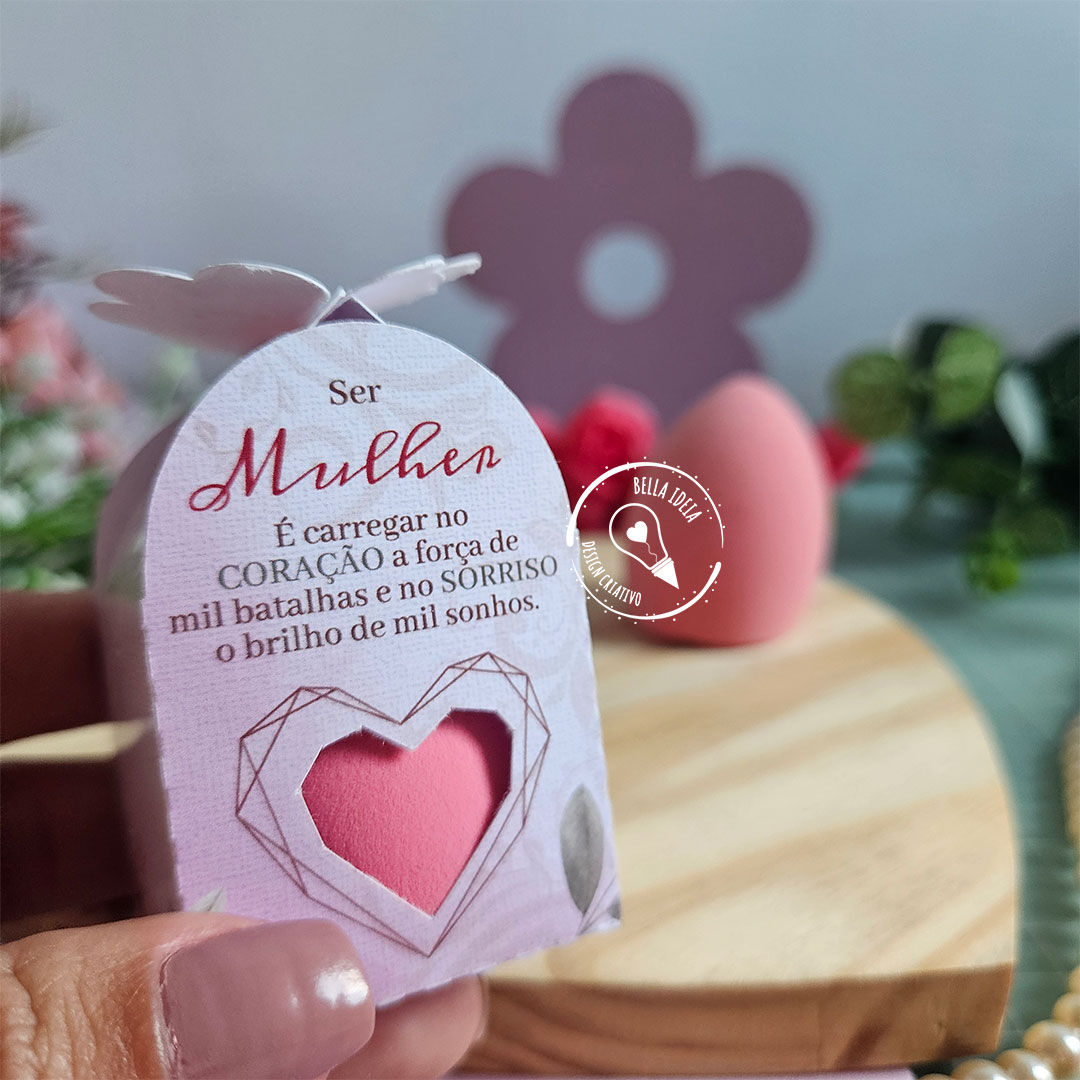Caixa Esponja de Maquiagem - Arquivo Dia da Mulher Molde