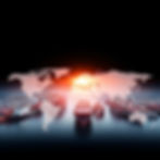 Global ports, cargo ships, containers, world map overlay blended with aluminium products, 