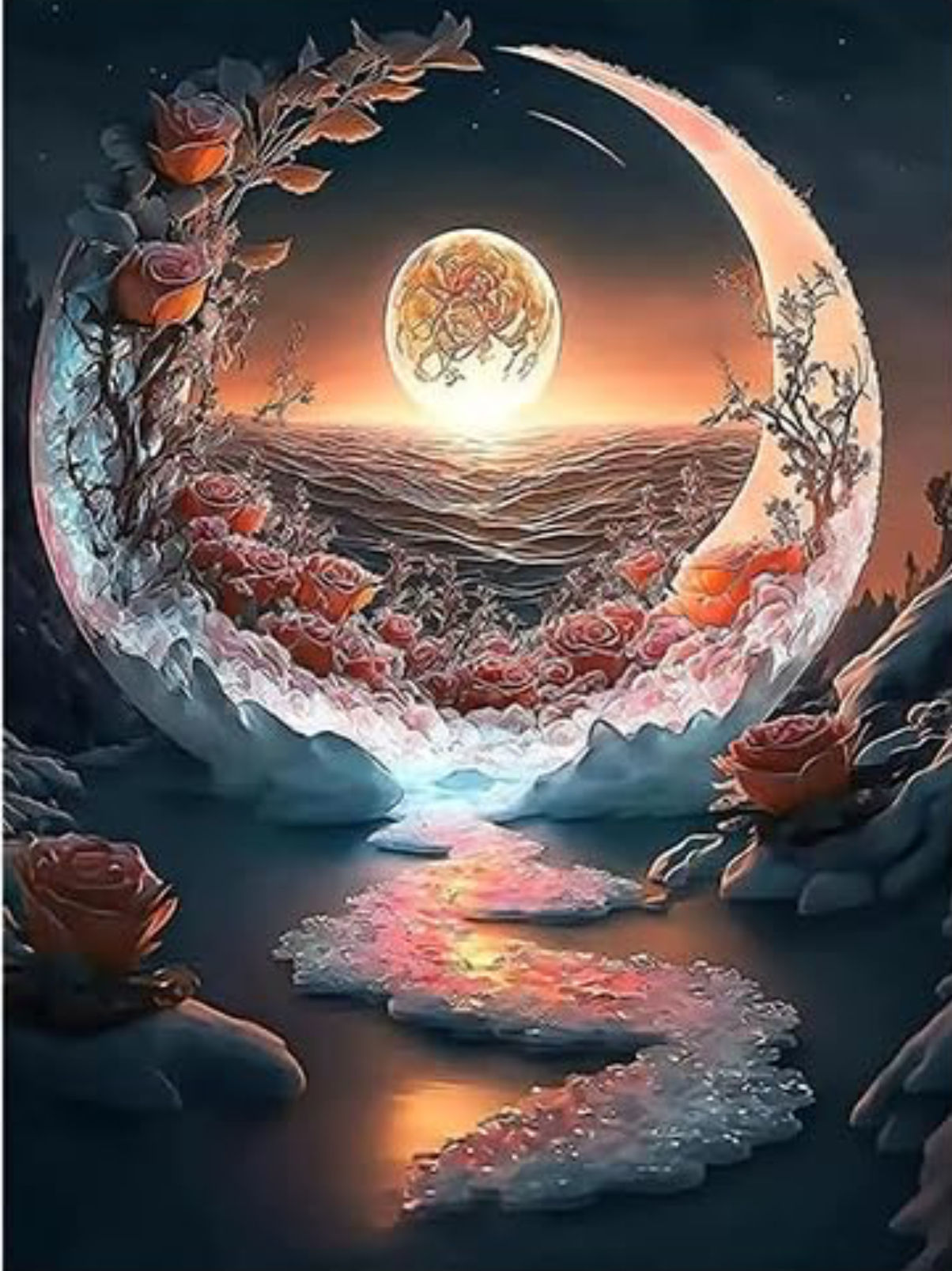 Floral Moon Paint By Number 