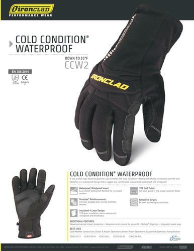 Ironclad COLD WATERPROOF -7°C Gloves 防水, -7°C防寒手套| Tranemo