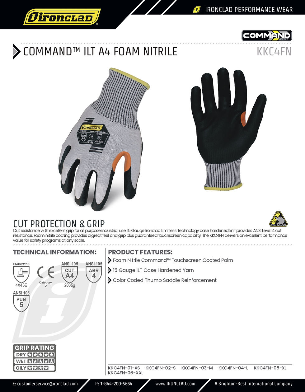 縮圖：Ironclad COMMAND™ ILT Cut A4 FOAM NITRILE  螢幕觸控,高抓力