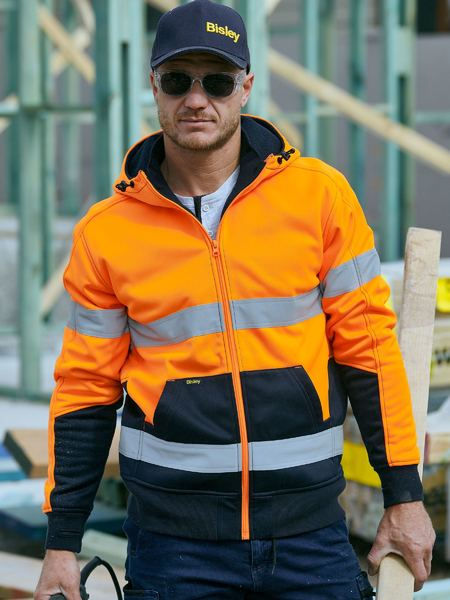 縮圖：Bisley Hi-Vis Zip Fleece Hoodie Sherpa Lining 拉鏈反光高明度冬季帽T
