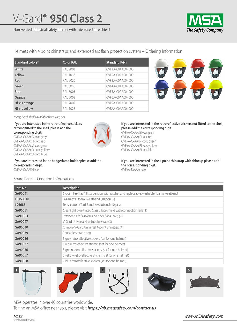 縮圖：MSA V-Gard 950 Class 2. Helmet with Integrated 7kA Visor 電弧防護頭盔