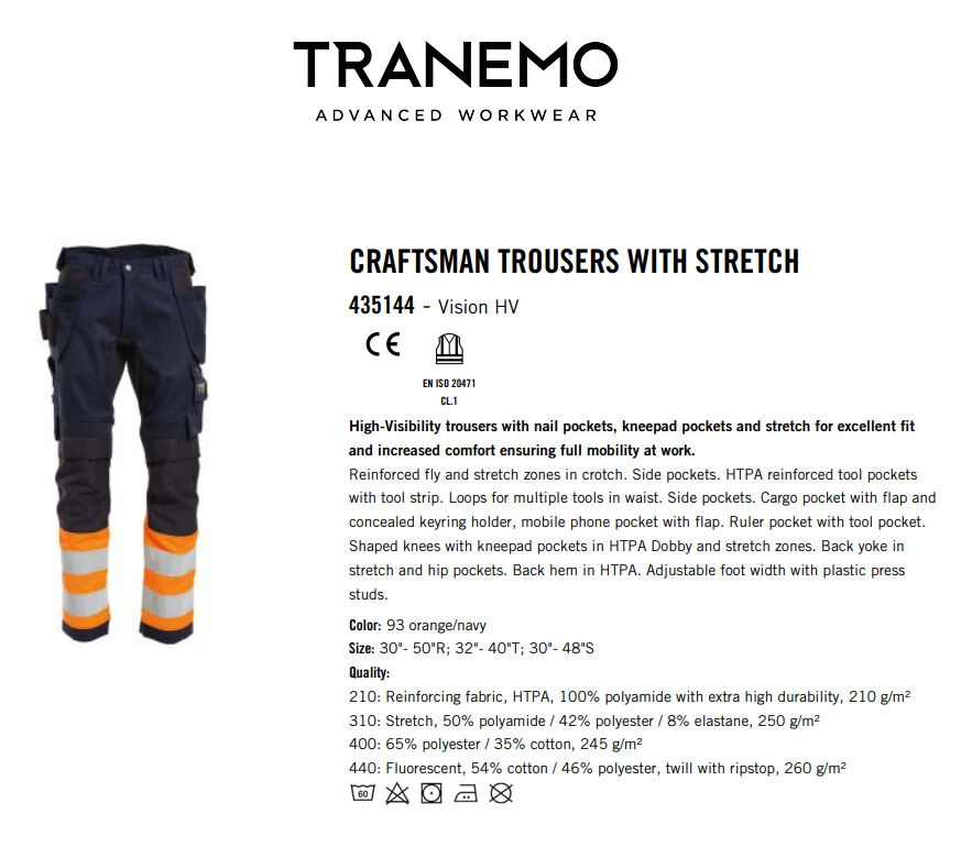 縮圖：Craftsman HQ Hi-Vis Stretch Dark Trouser 標準彈性工匠多口袋工作褲