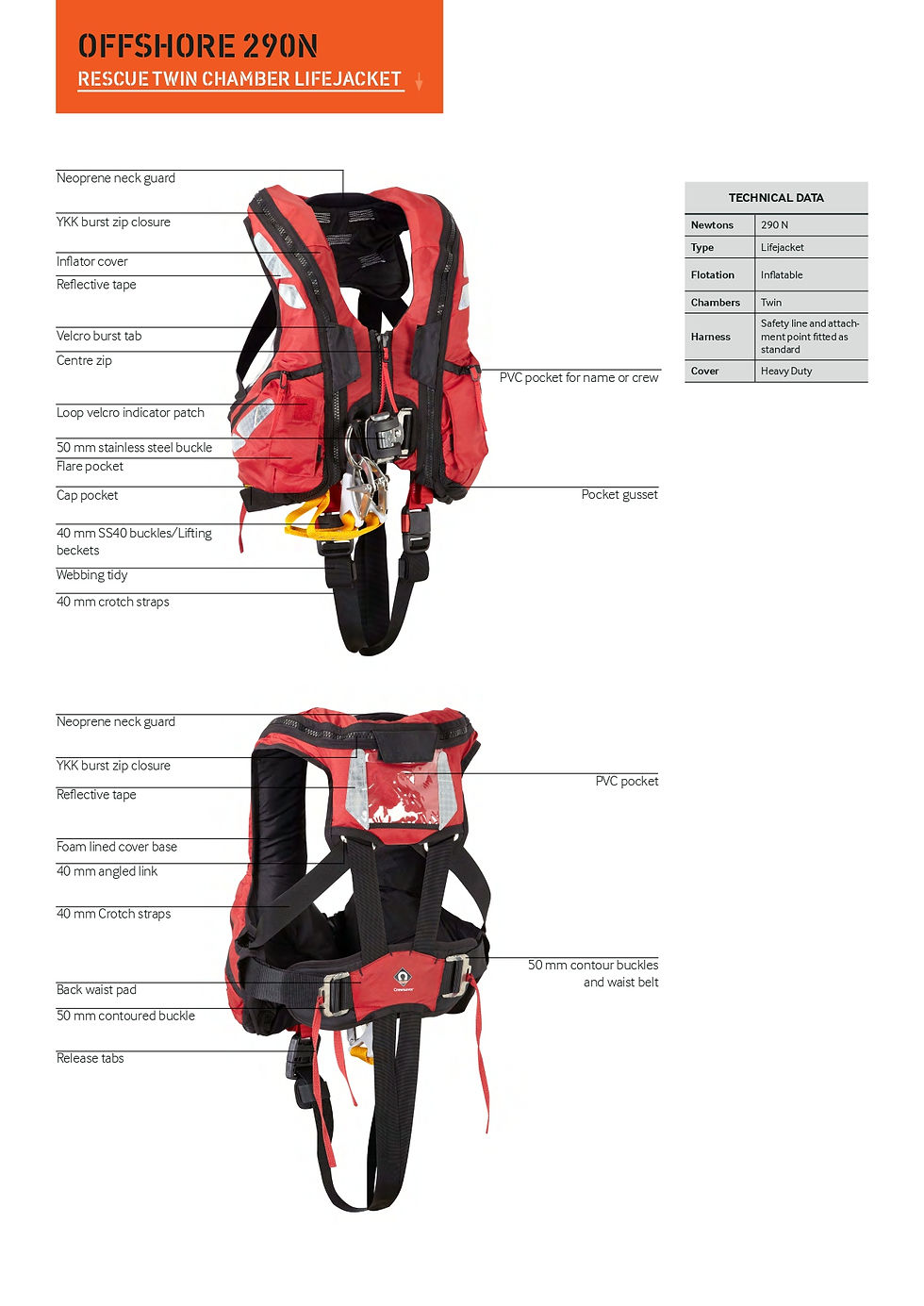 縮圖：Survitec OFFSHORE 290N 水上救難人員用 充氣式救生衣