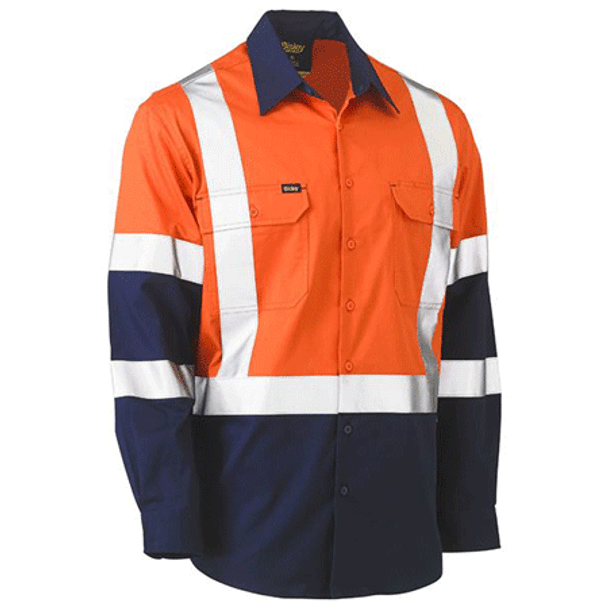 縮圖：Bisley X Taped Biomotion  Hi Vis Lightweight Shirt X反光,腋/背網眼通風工作服100%Cotton 155g