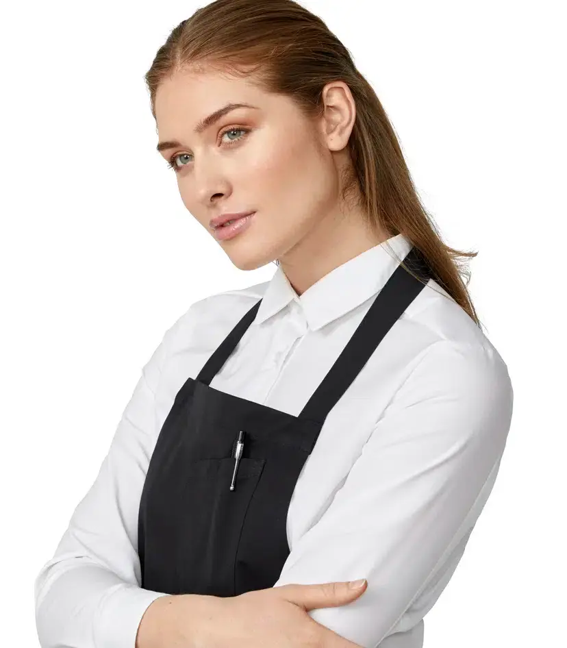 縮圖：Wrap-around apron w. pockets CO/PES 210g 全包臀圍裙,有口袋/黑/k31320