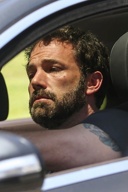Affleck looking down in the dumps as he leaves J Lo's home this weekend