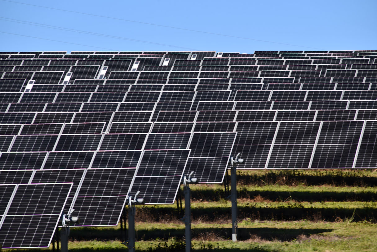 Solar panels on hill