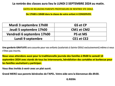 Réunion parents/professeurs