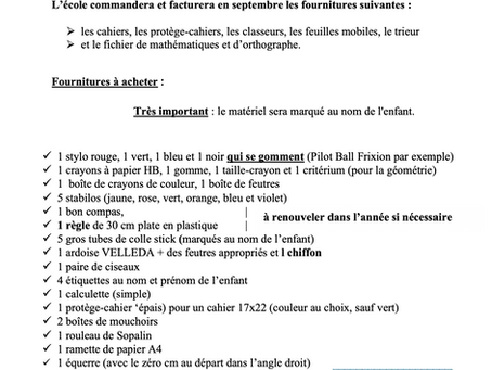 Liste de matériel