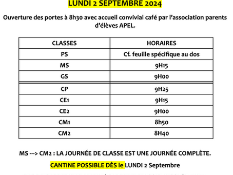 Rentrée des classes