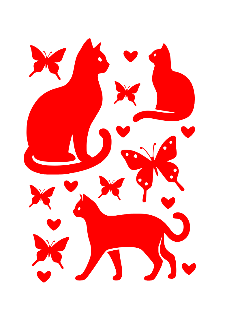 Miniature : 1 planche de chats et papillons