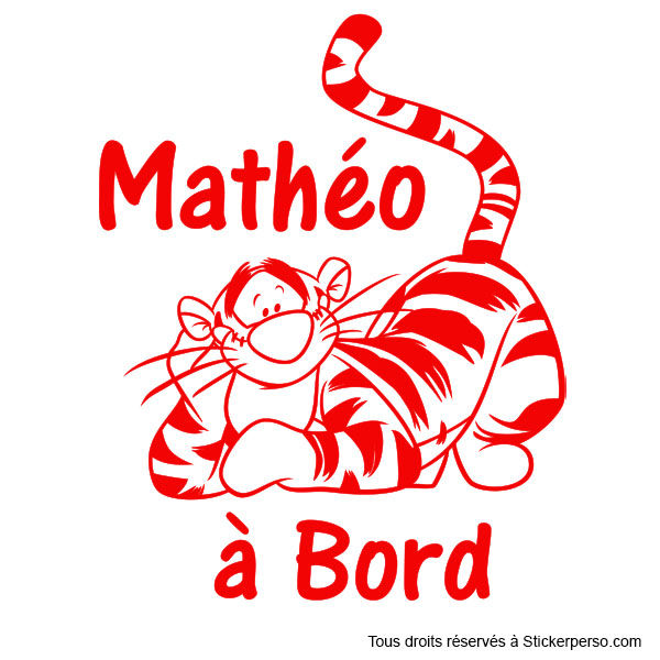 Miniature : Sticker Bébé à Bord - Tigrou - Prénom au choix