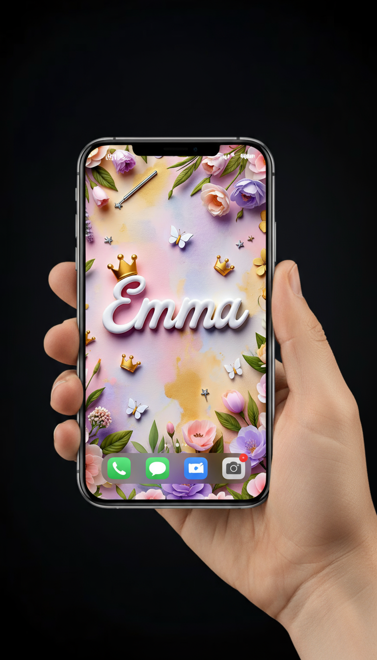 Fond d’écran personnalisé « Princesse et fleurs » – Prénom au choix