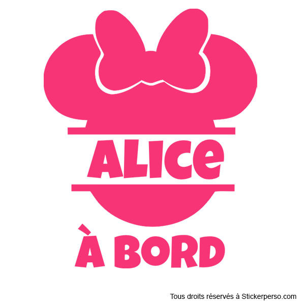 Miniature : Sticker Bébé à Bord - Oreilles de Minnie - Prénom au choix
