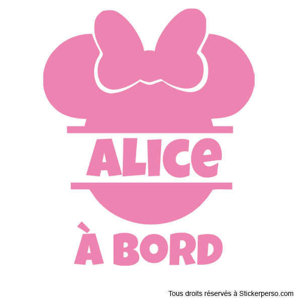 Miniature : Sticker Bébé à Bord - Oreilles de Minnie - Prénom au choix