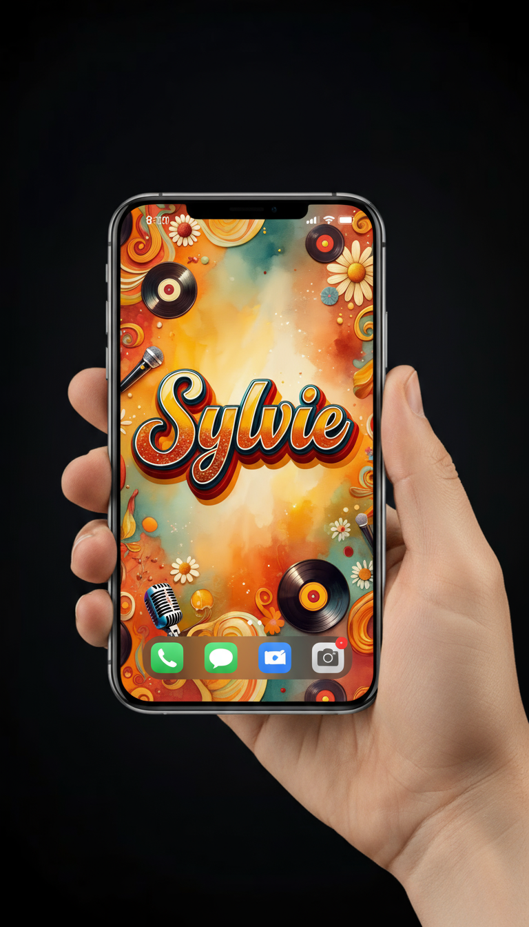 Fond d’écran personnalisé « Années 70 » – Prénom au choix