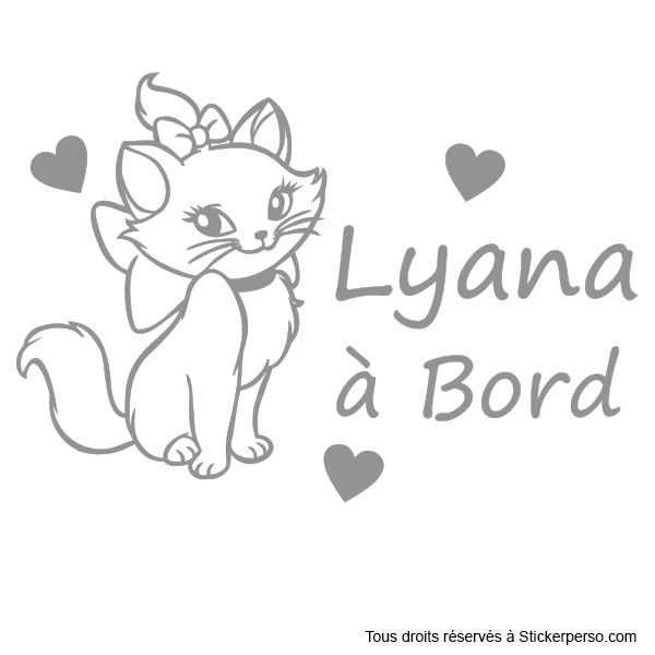 Miniature : Sticker Bébé à Bord - Marie des Aristochats - Prénom au choix