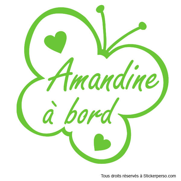 Miniature : Sticker Bébé à Bord - Papillon - Prénom au choix
