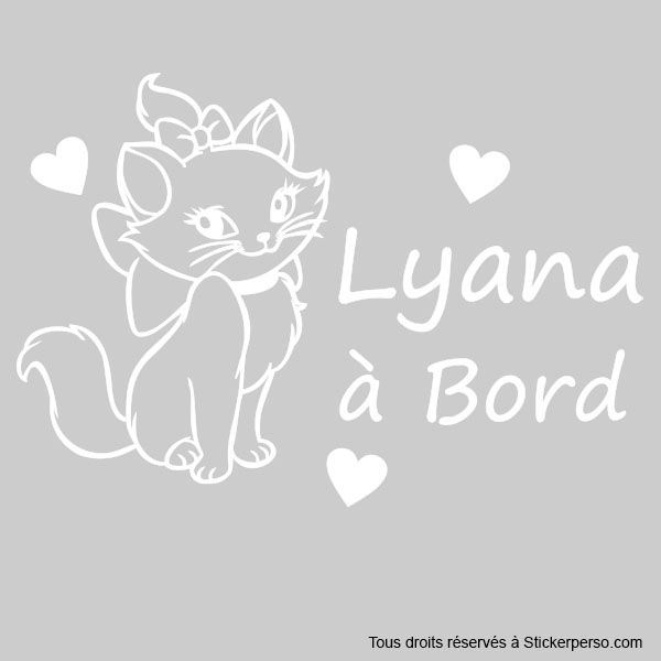 Miniature : Sticker Bébé à Bord - Marie des Aristochats - Prénom au choix