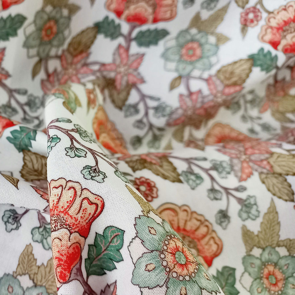 Miniatura: Viscosa estampada floral fondo blanco