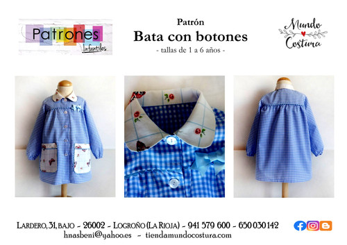 Patrón Bata escolar con botones Mundo❤️Costura