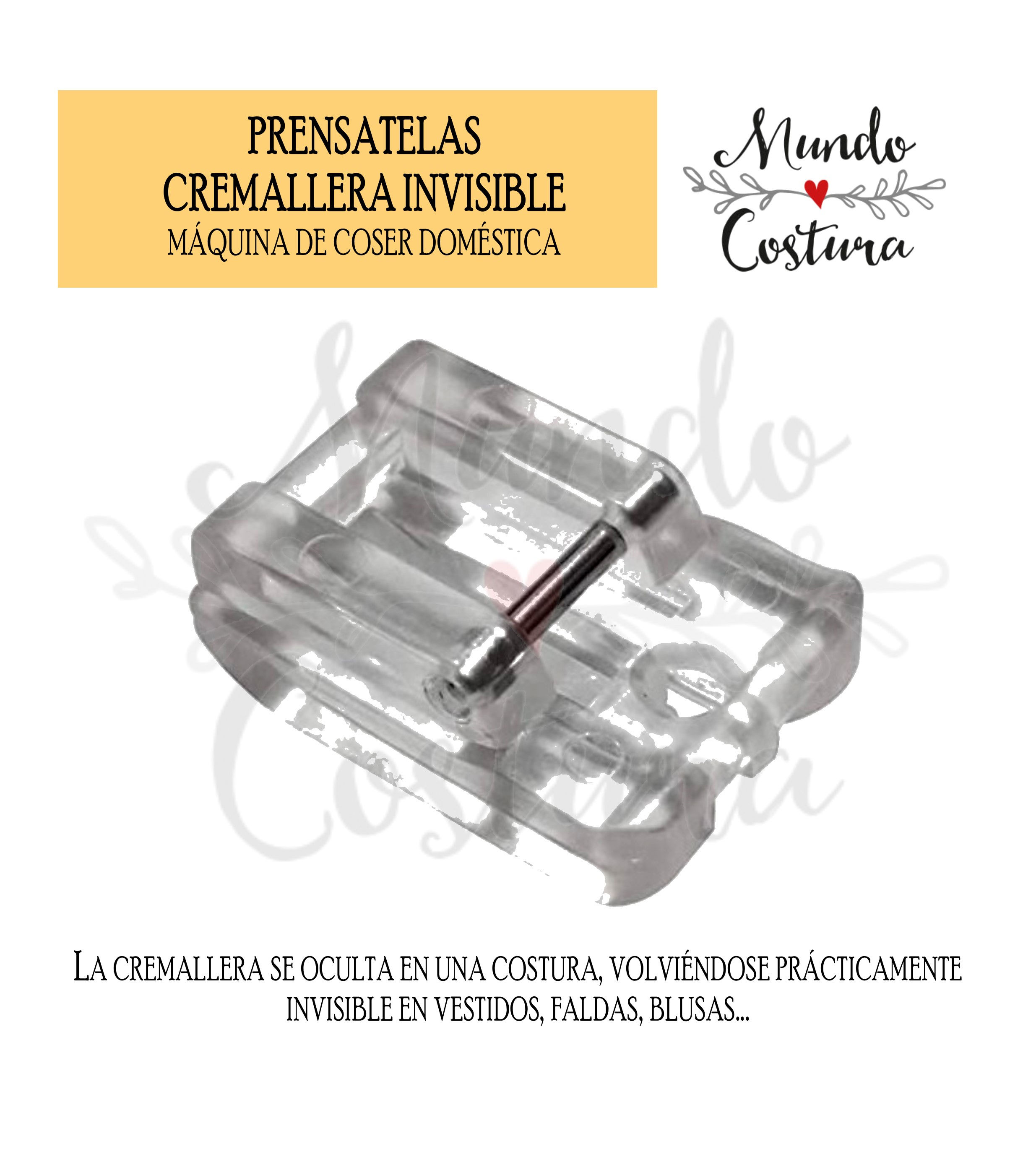 Prensatelas - cremallera invisible - plástico