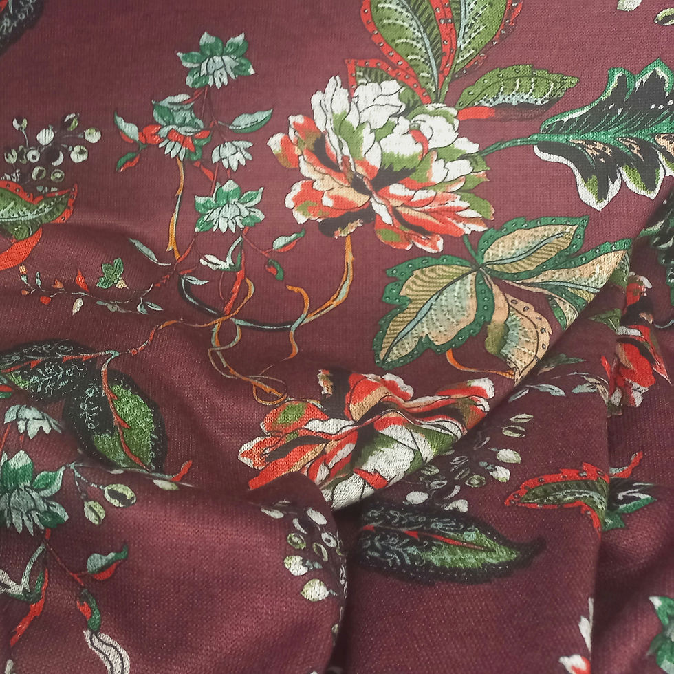 Miniatura: Punto jersey - Flores granate