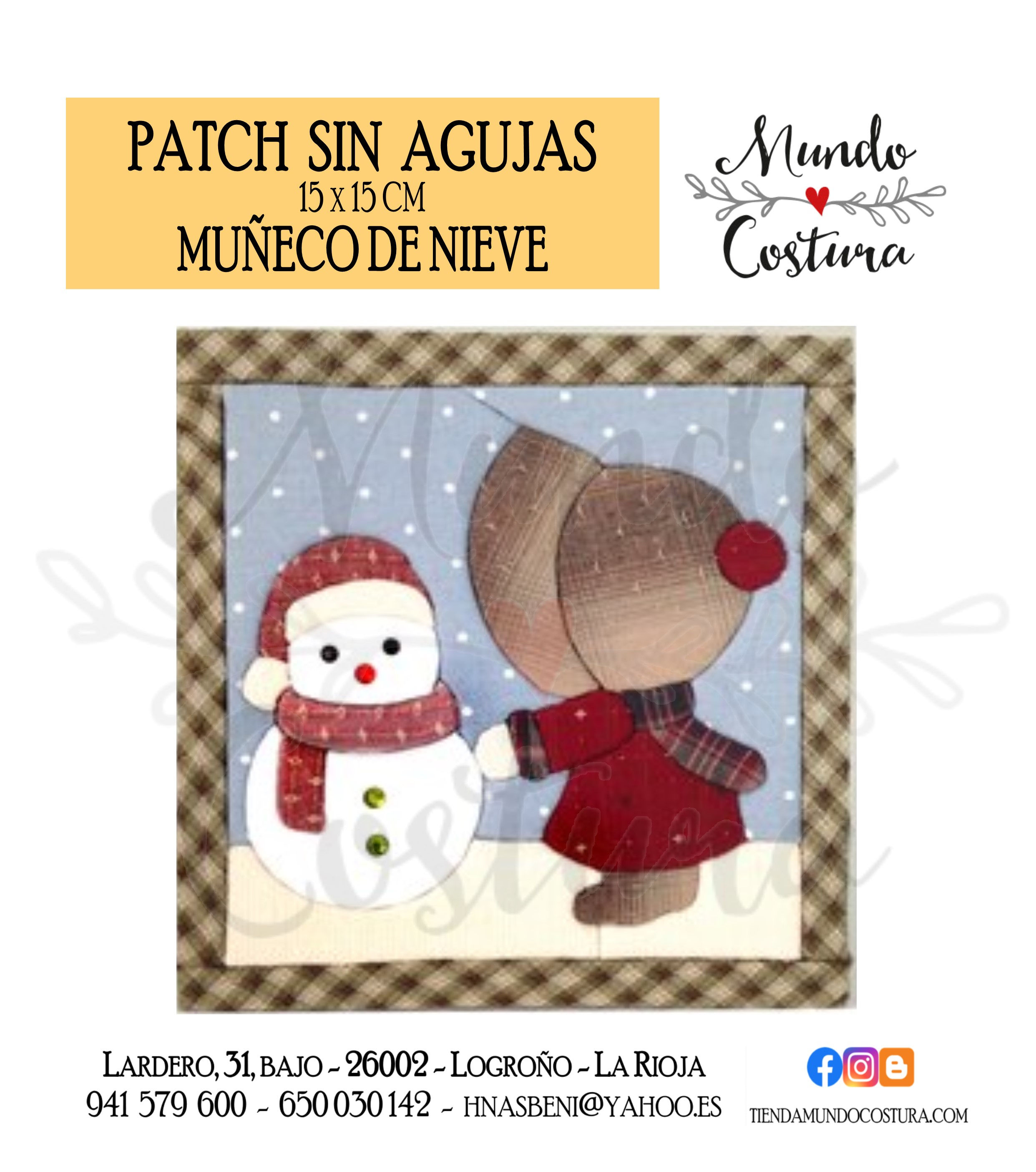 Patchwork sin aguja - Sunnbonet muñeco nieve